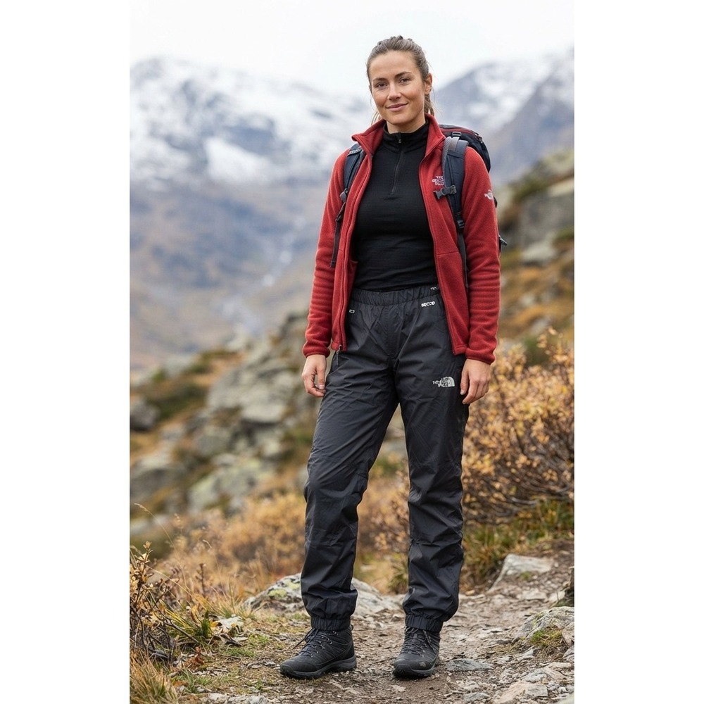 The North Face Womens Black Mesh Lined Rain Hiking Pants Small Regular